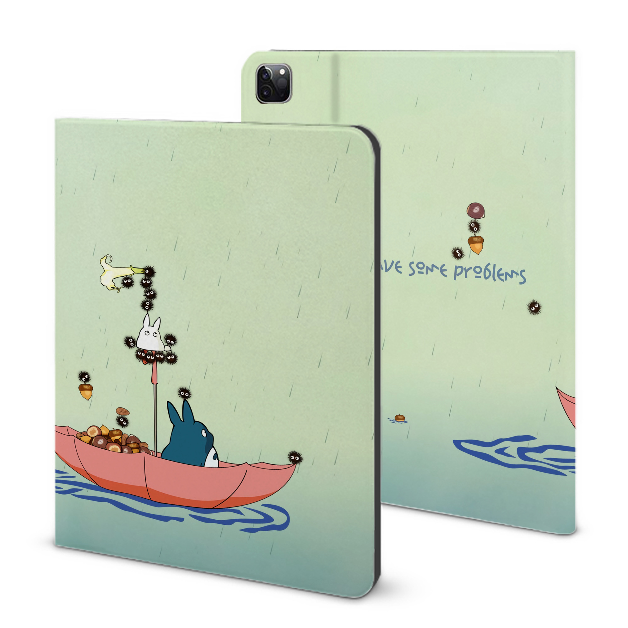 （画像用） となりのトトロ 草壁メイ 草壁サツキ My Neighbor Totoro Satsuki Kusakabe Mei Kusakabe IPad ケース ブック型 PUレザー TPU 耐衝撃 軽量 薄型 ペン収納なし 全面保護 IPad 各モデル対応